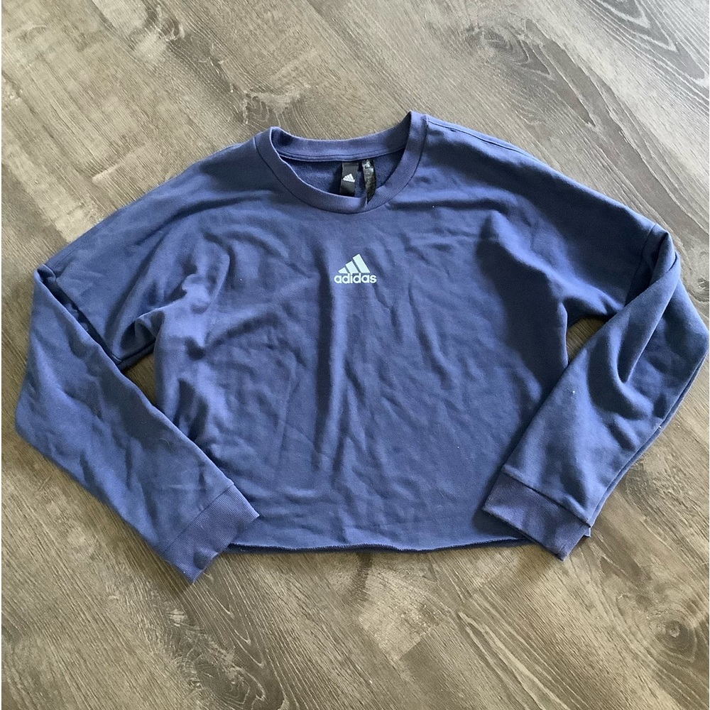 Adidas navy blue long sleeve crop top